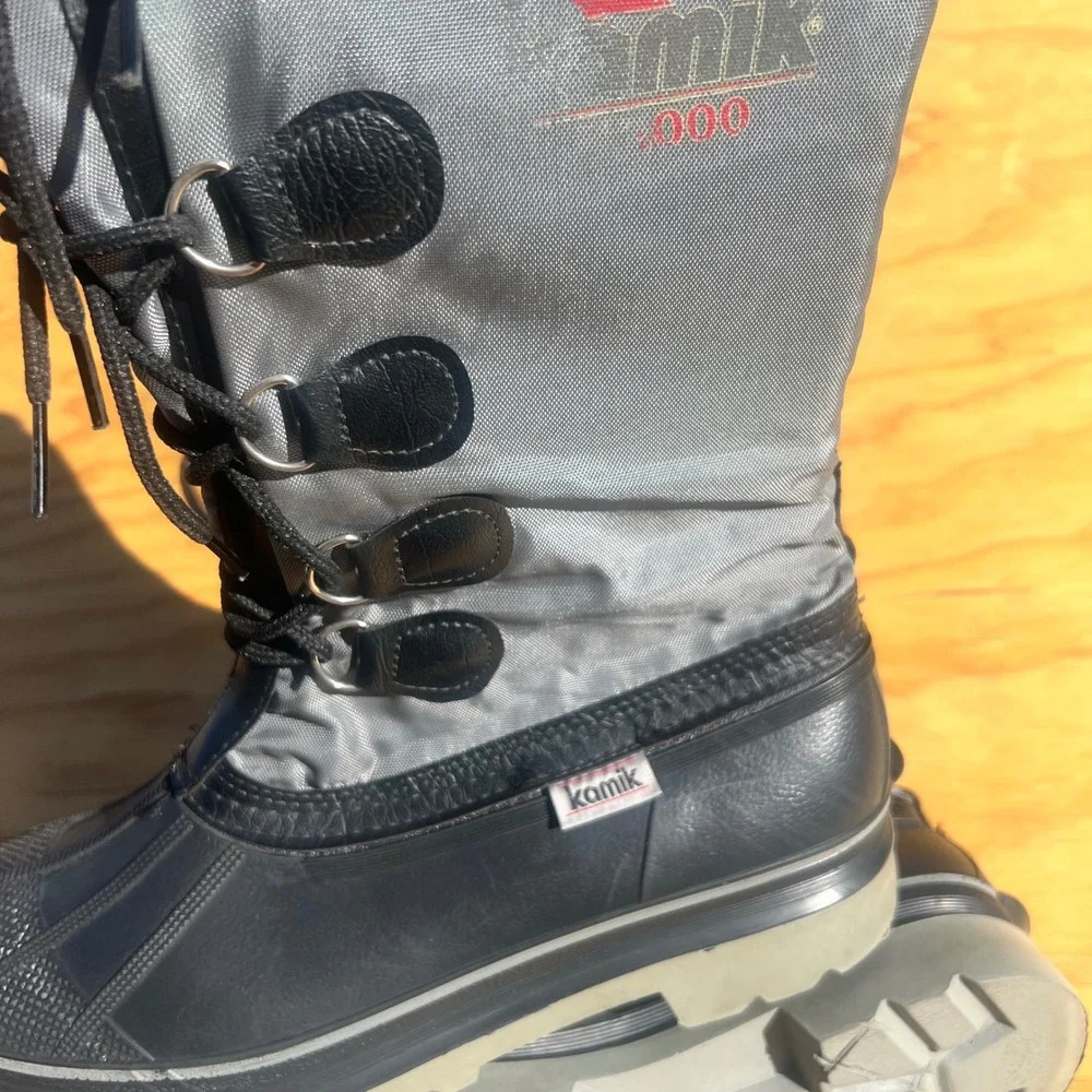 Kamik K2000 Mens Winter Snow Boots Grey Black Waterproof Insulated Size 10